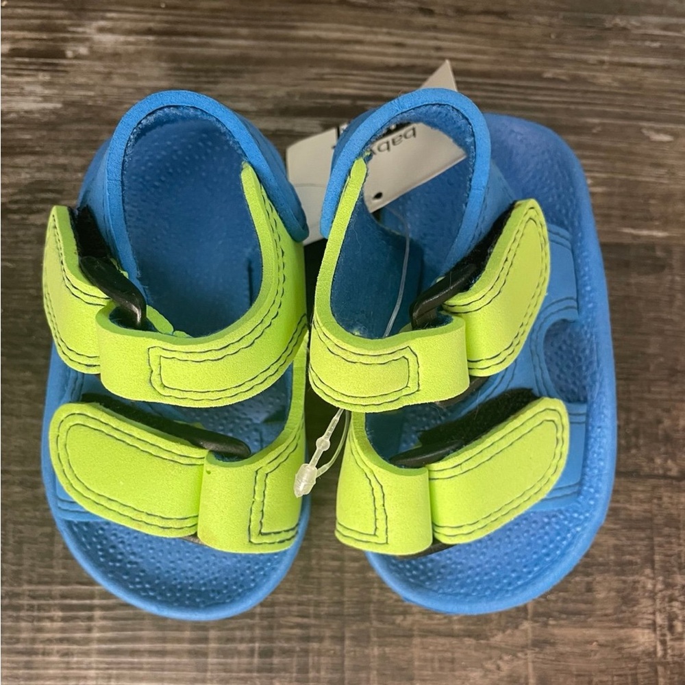 NWT Baby URIT Blue & Lime Green Sandals Size 2 (6-12 Months)